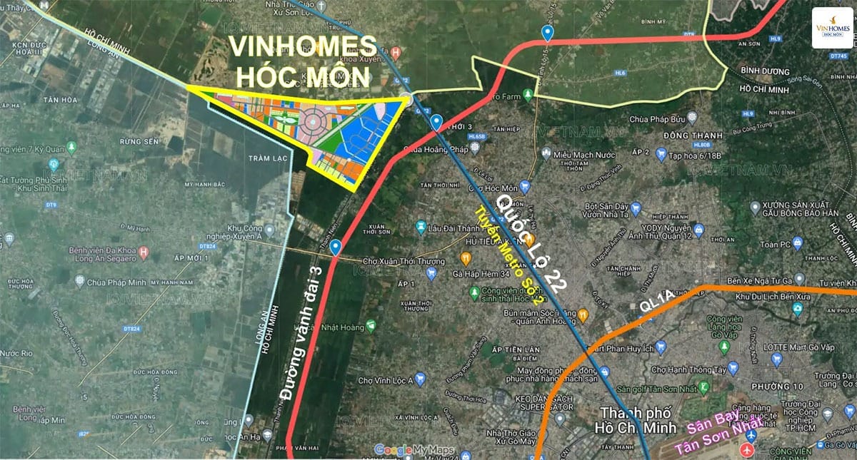 Vị trí Vinhomes Hóc Môn